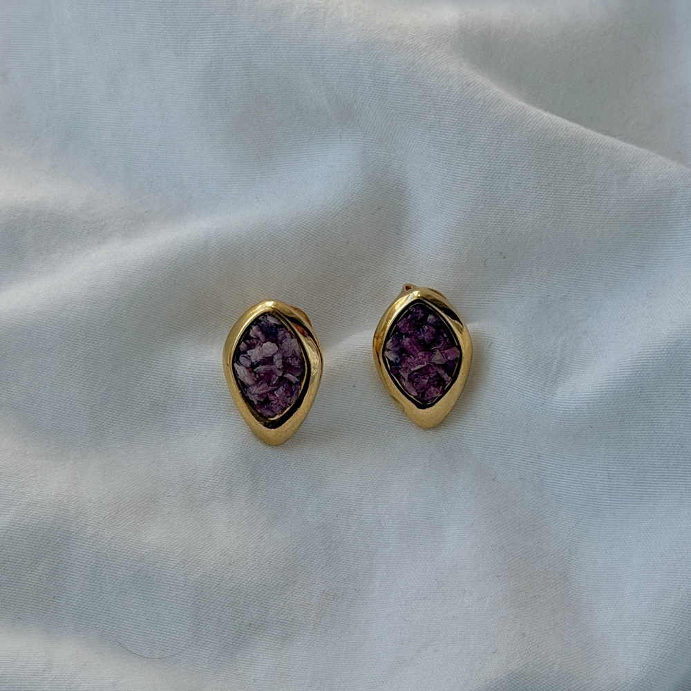 Fragments Earrings - 18k Gold Plated - Rhodolite